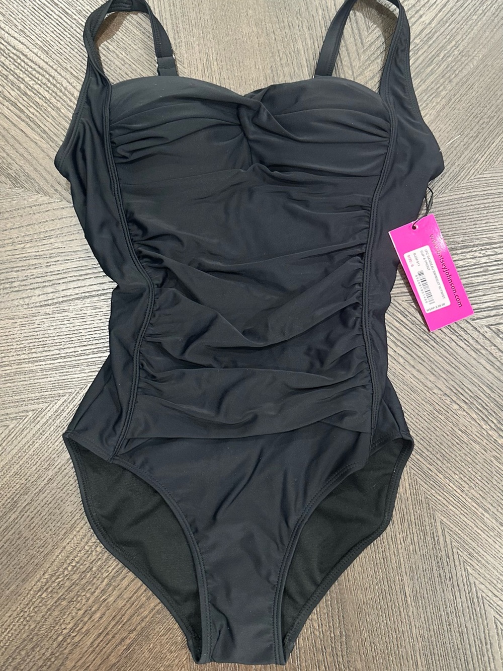 Betsey Johnson Black Ruched One-Piece Swimsuit